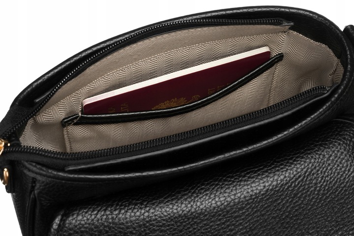 Torebka damska listonoszka PETERSON czarna modna miejska na długim pasku