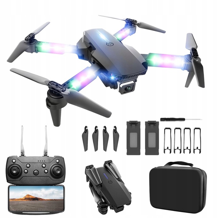 INTELIGENTNY DRON ZDALNIE STEROWANY KAMERA RC QUADCOPTER 2 AKU