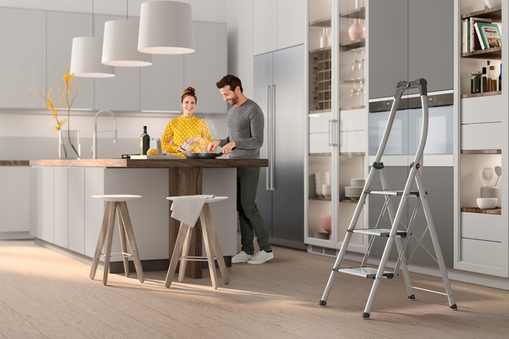 Schodki składane aluminiowe HAILO K100 TopLine 3 stopnie (wys. rob. 2,74m)