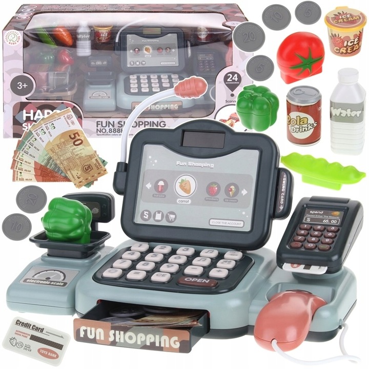 Kasa Fiskalna Interaktywna Sklepowa Edukacyjna Kalkulator Skaner Waga Karta