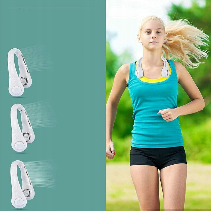 PRZENOŚNY WENTYLATOR NA SZYJĘ MINI BEZŁOPATKOWY CHŁODZIARKA AKUMULATOROWY
