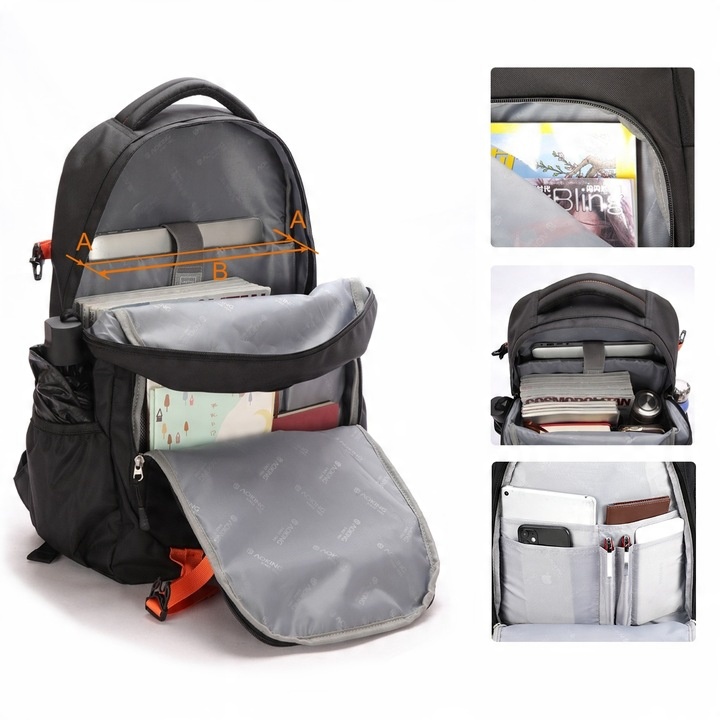 Wszechstronny plecak miejski szkolny 27L czarny AOKING - idealny na codzień