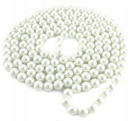 NASZYJNIK PERŁY SZKLANE BIAŁE 150 CM