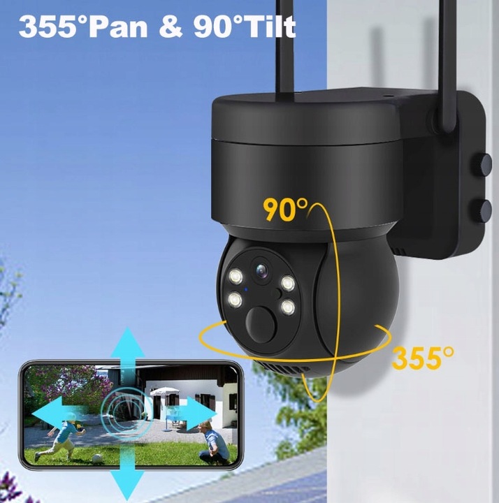 SOLARNA KAMERA WIFI 4MPX SMART ZEWNĘTRZNA OBROTOWA IP BEZPRZEWODOWA ALARM