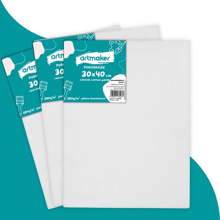 ZESTAW DO MALOWANIA PŁÓTNA 30x40 FARBY PĘDZLE 26el