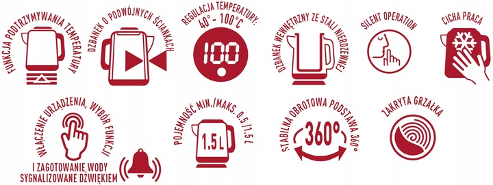 Czajnik elektryczny podwójne ścianki czarny 2200W MPM MCZ-128/C