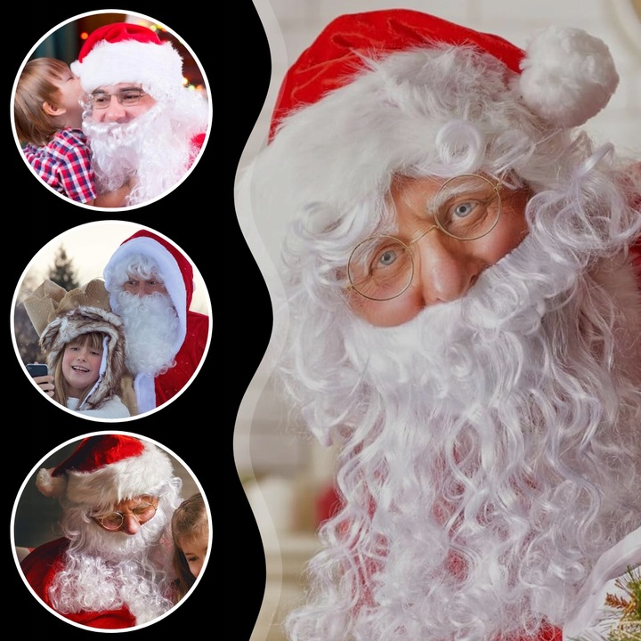 PERUKA I BRODA ZESTAWU ŚWIĘTEGO MIKOŁAJA STRÓJ ŚWIĘTY MIKOŁAJ BOŻ