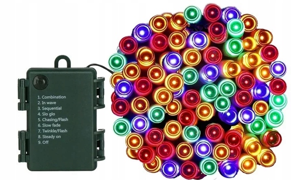 Lampki Choinkowe LED na Baterie 200 Multicolor 15 m IP44 8 Trybów