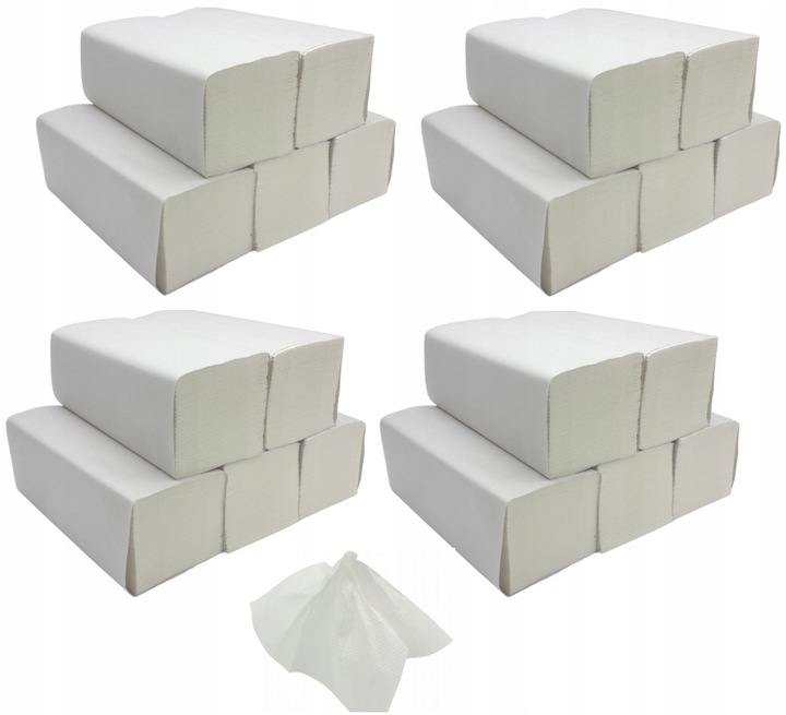 BIAŁE RĘCZNIKI PAPIEROWE SKŁADANE 100% CELULOZA