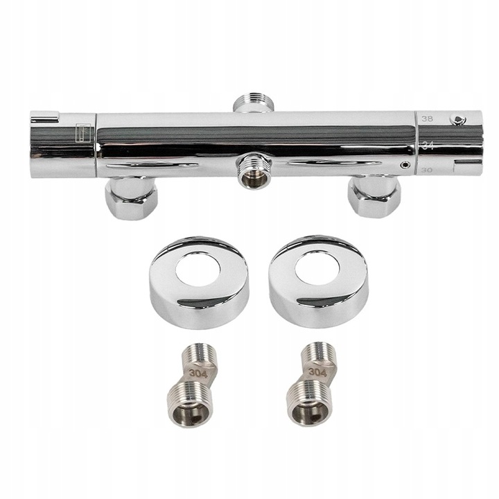 BATERIA PRYSZNICOWA Z TERMOSTATEM ŁAZIENKOWA ŚCIENNA ZESTAW T204A CHROM