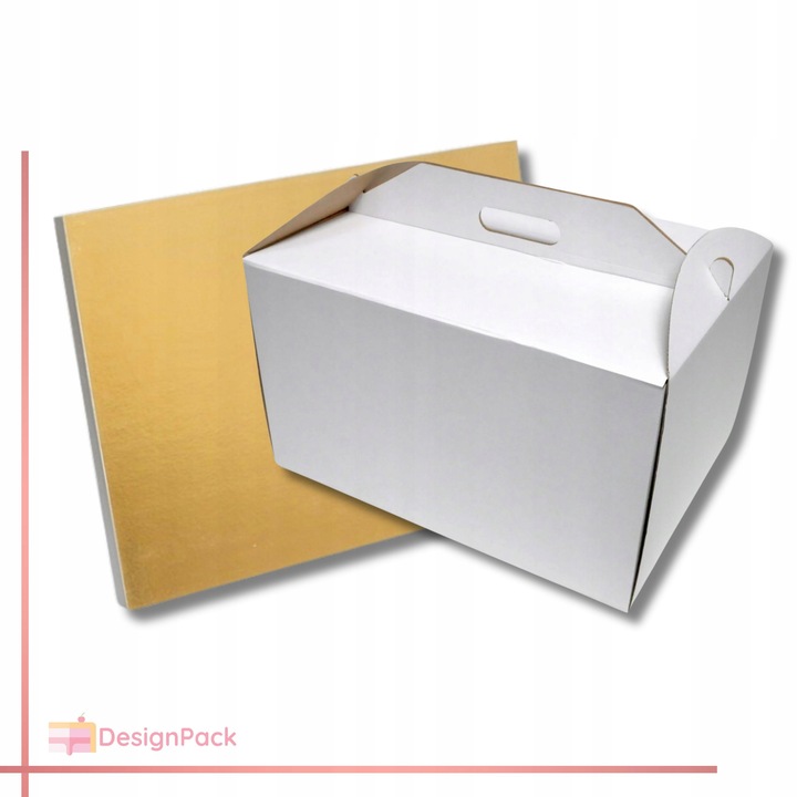 Pudełko pod tort komunijny 42x32x25 podkład pod tort złoty 40x30 na Komunię