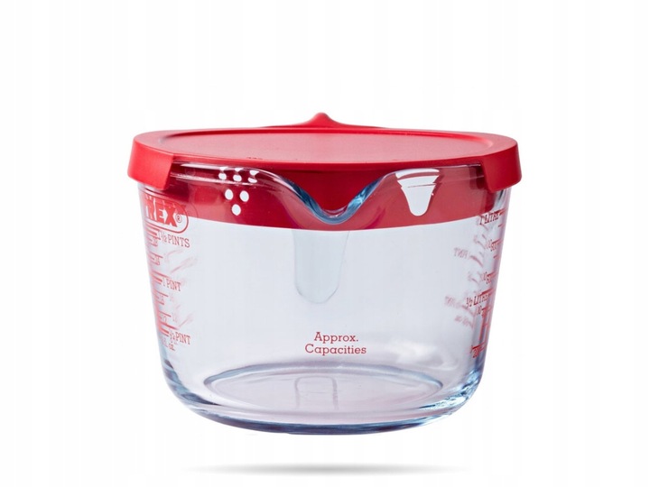 Szklany dzbanek kuchenny z miarką i pokrywką 1 L PYREX