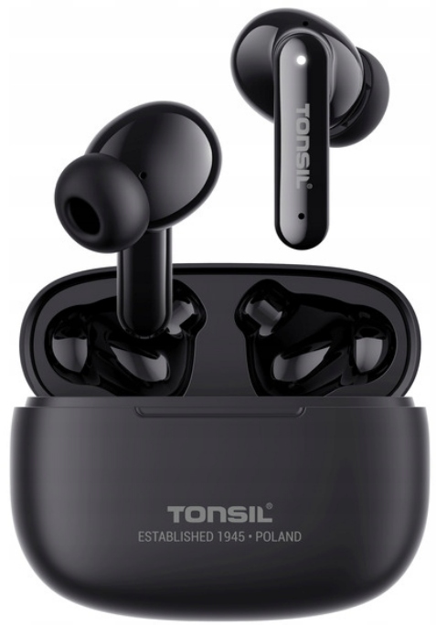 CZARNE SŁUCHAWKI Bezprzewodowe Dokanałowe TONSIL T50 BT Bluetooth IPX5 V5.3