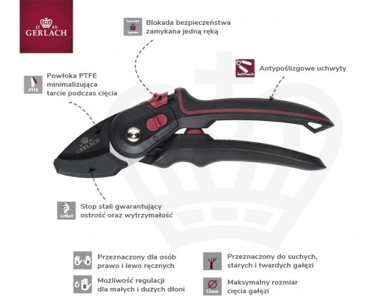 Mały Sekator jednoręczny kowadełkowy Gerlach