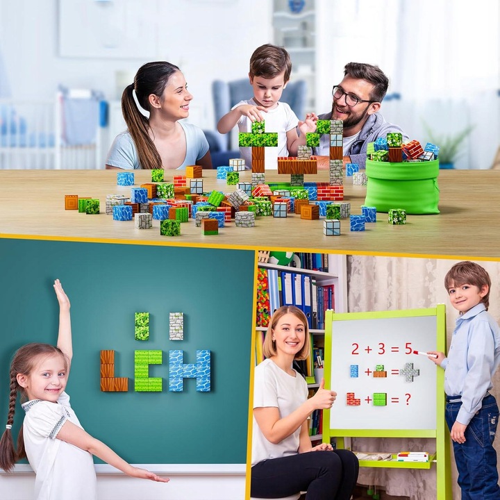 BUDOWANIE MAGNETYCZNE, 100 SZT. ELEMENTÓW MAGNETYCZNE KLOCKI KONSTRUKCYJNE