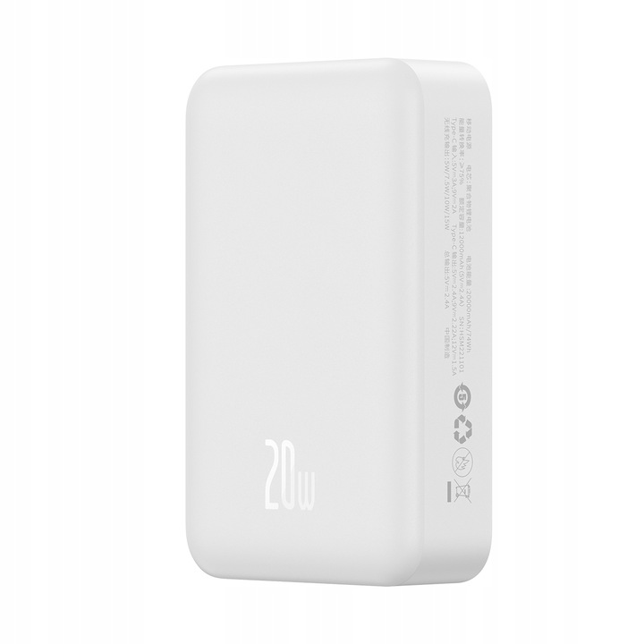 BASEUS POWER BANK 20000mah PD 20W USB-C TYP-C MAGSAFE ŁADOWANIE INDUKCYJNE