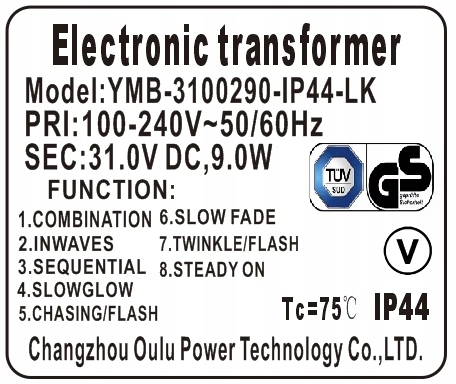 ZASILACZ 9W 31V LAMPKI LED PROGRAMATOR zasilacz do kompletów choinkowych