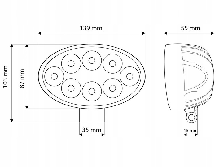 Reflektor roboczy halogen 8-led 24W 1800lm 12V 24V
