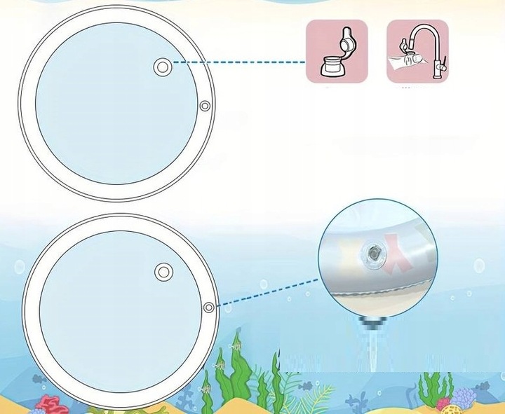 Dmuchana Mata Wodna Sensoryczna Dla Niemowląt Okragla Mata XXL Duza 105cm