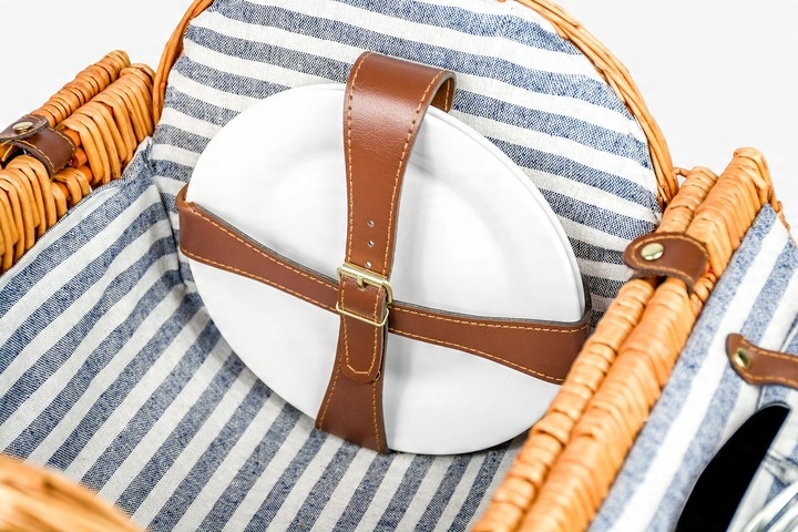 PLECIONY KOSZ PIKNIKOWY WIKLINOWY DLA 2 TERMOTORBA KOCYK IZOLACJA SZTUĆCE