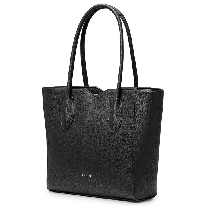 Torebka Shopper Damska PUCCINI Duża Mieści A4 Czarna Z Wycięciami BML053D-1