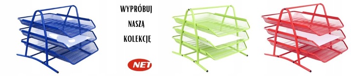 Organizer z szufladami półka na dokumenty metal 3 poziomowa Net czerwona
