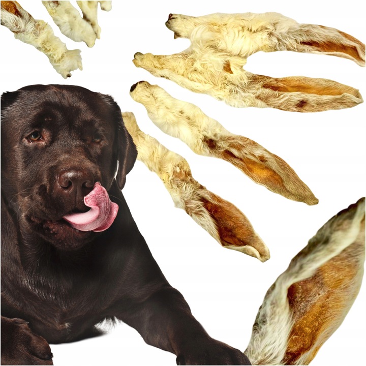 PRZYSMAKI GRYZAK DLA PSA NATURALNE UCHO KRÓLICZE Z FUTREM WŁOSEM 500G