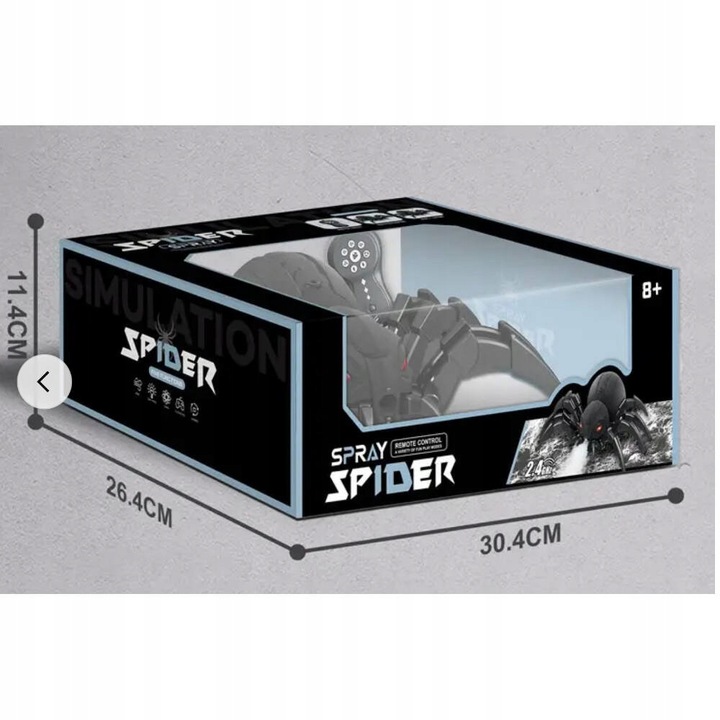 OGROMNY PAJĄK ZDALNIE STEROWANY ROZPYLA MGŁĘ ZIEJE PARĄ OCZY LED PILOT R/C