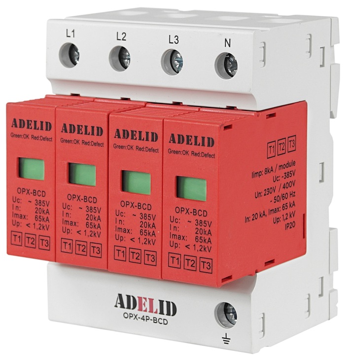 OGRANICZNIK OCHRONNIK PRZEPIĘĆ PRZEPIĘCIOWY B+C+D 4P 3-FAZ