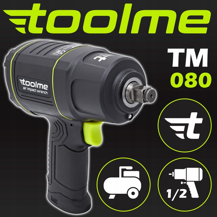 KLUCZ UDAROWY pneumatyczny KOMPOZYTOWY Z Udarem do KÓŁ 1850Nm Toolme TM080