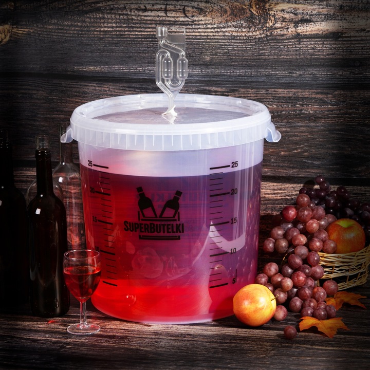FERMENTATOR WIADRO FERMENTACYJNE 30 L na WINO PIWO z POKRYWĄ SKALĄ RURKĄ