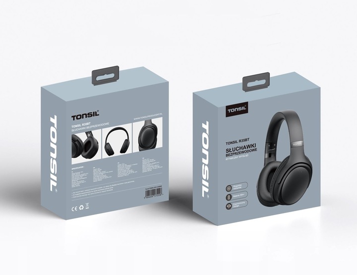 Słuchawki Tonsil R35BT Czarne bezprzewodowe nauszne Bluetooth 5.3
