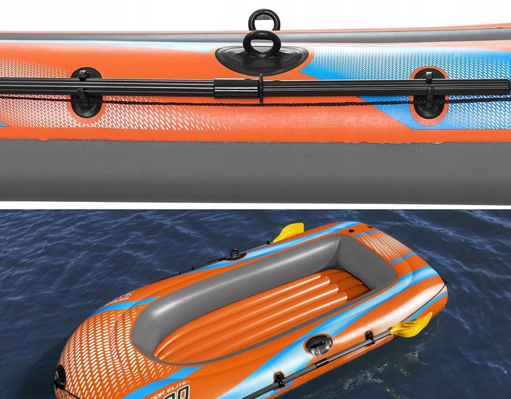 BESTWAY dmuchany PONTON 246 x 122 cm + 2 WIOSŁA + POMPKA + ŁATKA NAPRAWCZA