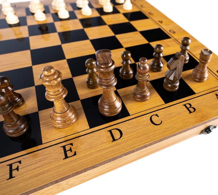 Gra Szachy Warcaby Backgammon 3W1 Drewniane Klasyczne Duże Tryktrak