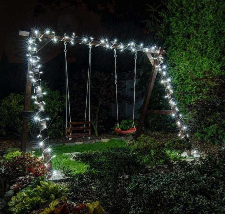 LAMPKI CHOINKOWE 500 LED STAŁE + FLASH ZEWNĘTRZNE BŁYSK IP44 BIAŁE ZIMNE