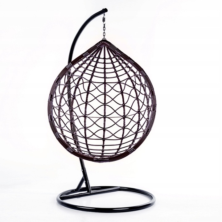FOTEL OGRODOWY WISZĄCY KOKON DUŻY KOSZ VEGAS Z PODSTAWĄ PODUSZKA SZARA