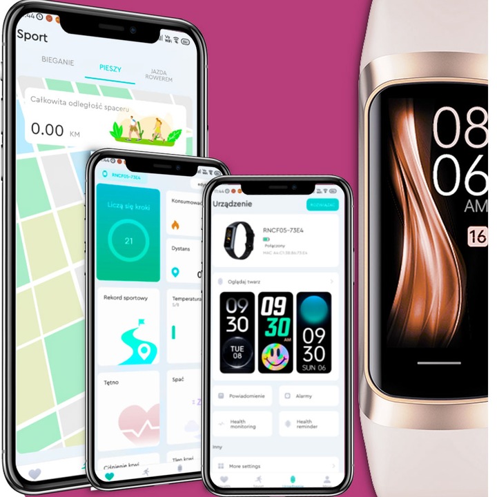 Zegarek damski SMARTWATCH RBN AMOLED SMARTBAND FIT-K