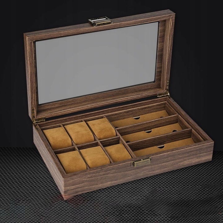 Pudełko na zegarek w stylu vintage Drewniane pudełko z organizerem ze