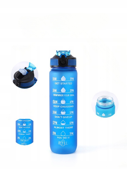 BUTELKA NA WODĘ BIDON SPORTOWY Z MIARKĄ Z PODZIAŁKĄ NA SIŁOWNIE FITNESS 1L