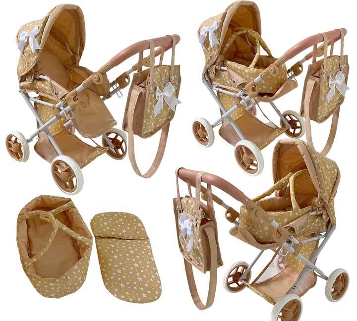 WÓZEK DLA LALEK GŁĘBOKI SPACERÓWKA GONDOLA 3w1 MarioToys TORBA POŚCIEL