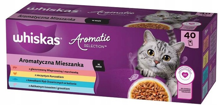 WHISKAS AROMATIC SELECTION MIX SMAKÓW AROMATYCZNA MIESZANKA W SOSIE 40x85g