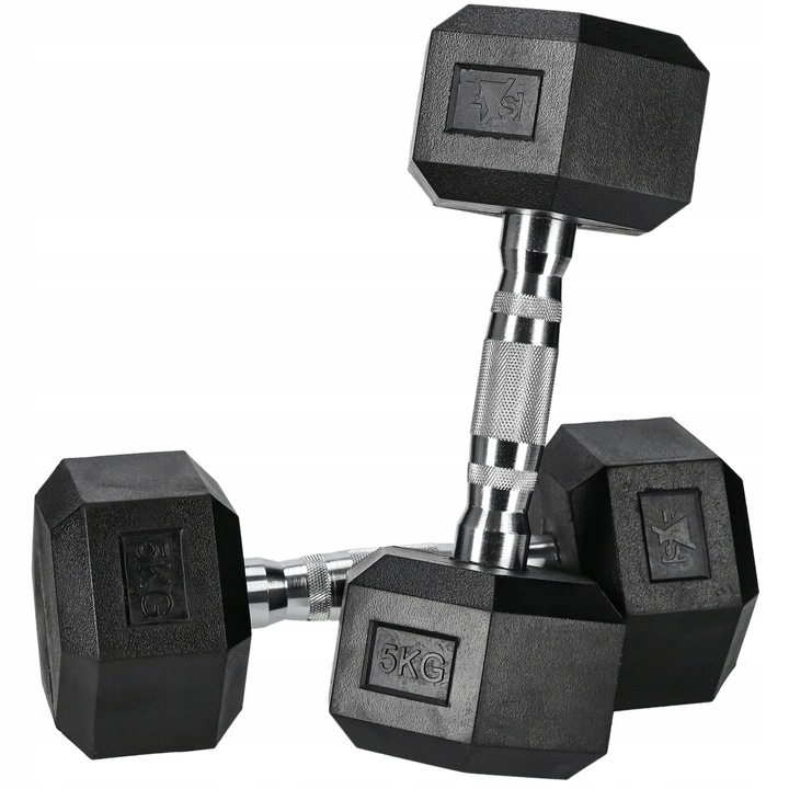 HANTLA HEX 5KG CIĘŻAREK OGUMOWANY SOLIDNY HANTEL WYTRZYMAŁY STALOWY PREMIUM