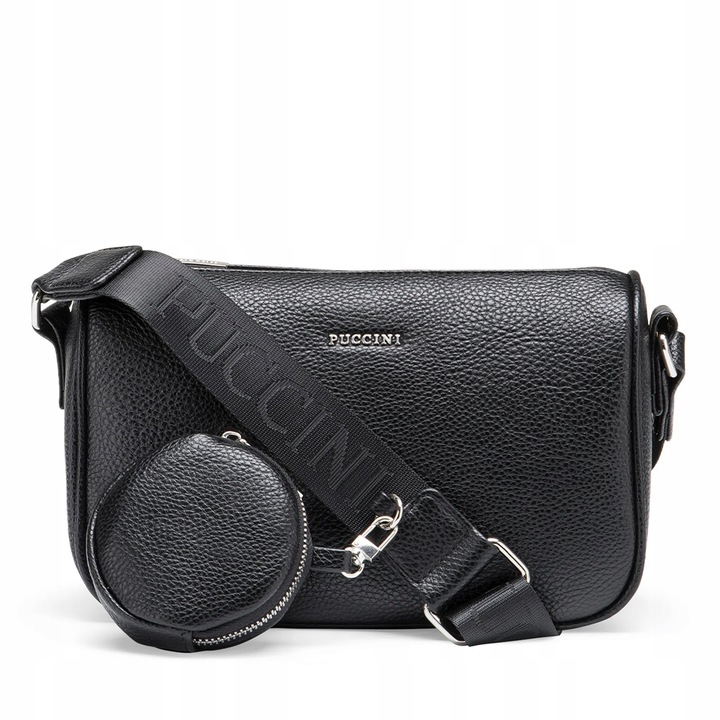 Torebka Damska Listonoszka Z Saszetką PUCCINI Czarna Na Pasku BML066M-1