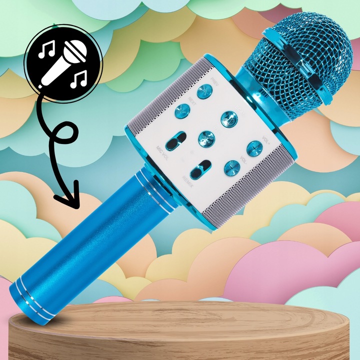 BEZPRZEWODOWY MIKROFON DLA DZIECI ZESTAW DO KARAOKE BLUETOOTH ETUI USB