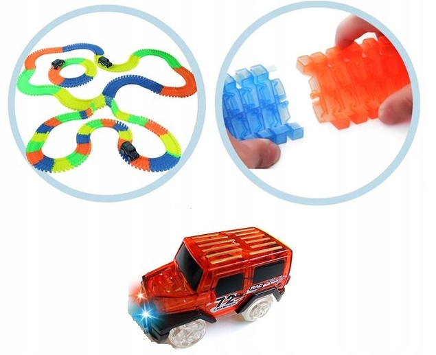 TOR SAMOCHODOWY ŚWIECĄCY 360el + 2 AUTKA MAGIC TRACKS MOST 1808