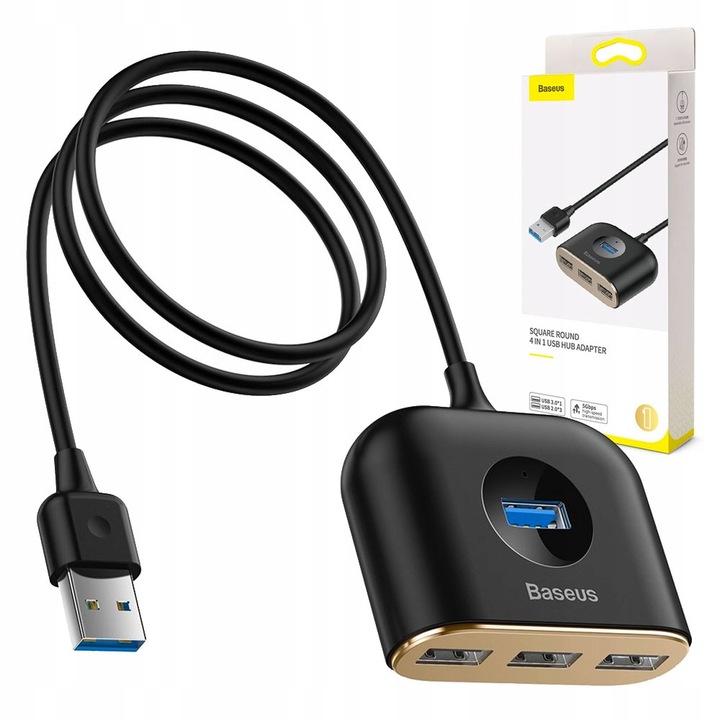 BASEUS ADAPTER PRZEJŚCIÓWKA HUB USB 4W1 1X USB 3.0 3X USB 2.0 MICROUSB 1M