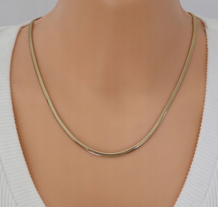 ZŁOTY PEŁNY ŁAŃCUSZEK DAMSKI ŻMIJKA Z ZAWIESZKĄ PR. 925 585 + GRAWER GRATIS