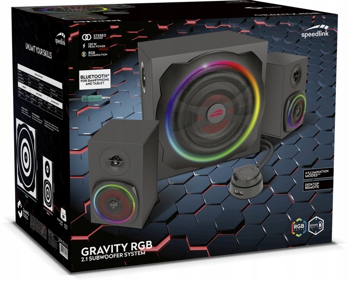 GŁOŚNIKI Speedlink GRAVITY RGB 2.1 120W + Bluetooth