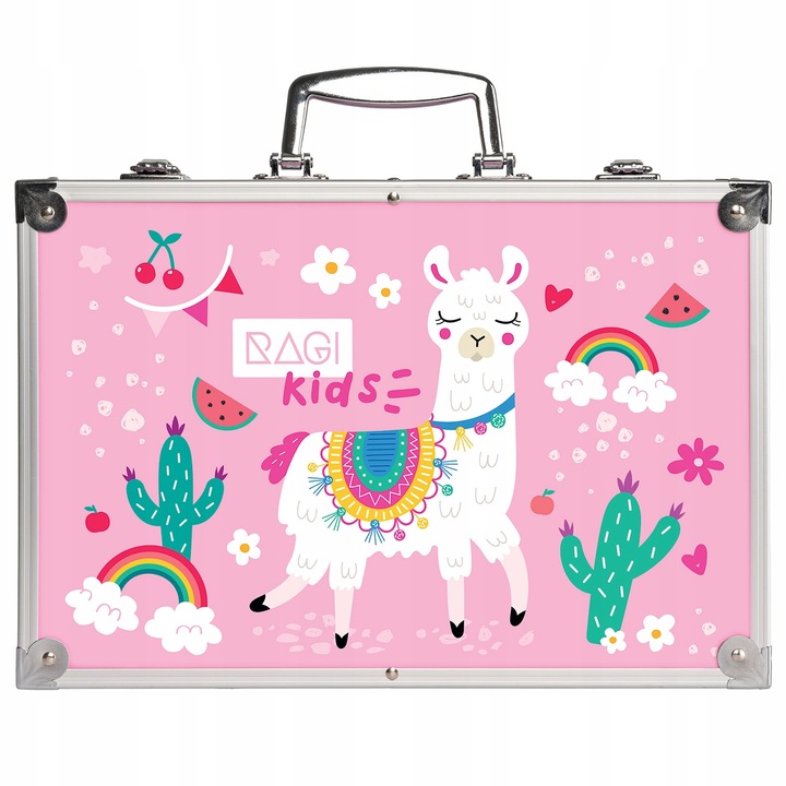Zestaw Artystyczny, walizka z lamą, 145 elementów RAGI - RÓŻOWY