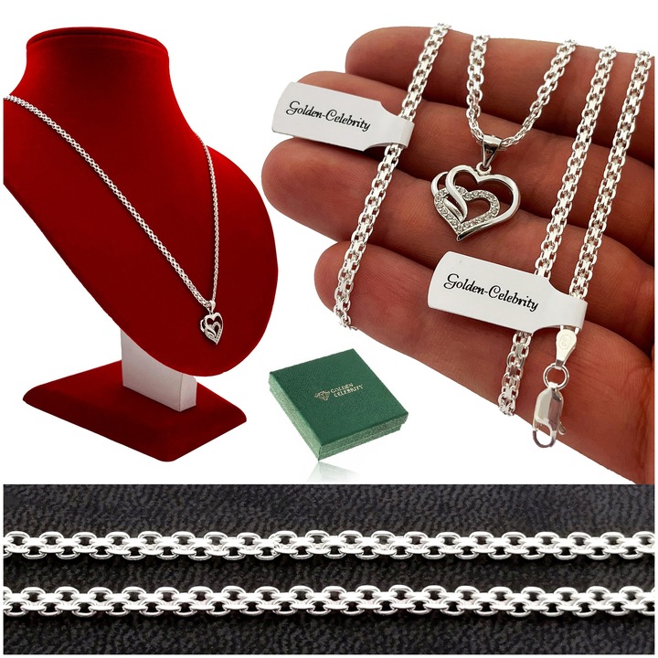 SREBRNA BIŻUTERIA DAMSKA, GRUBY ŁAŃCUSZEK + BRANSOLETKA BISMARK SREBRO 925